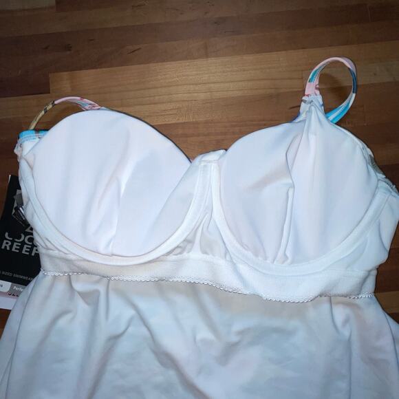 Coco Reef Women's Palm-Print Mesh-Overlay Tankini - Blue 32DD - Picture 9 of 11